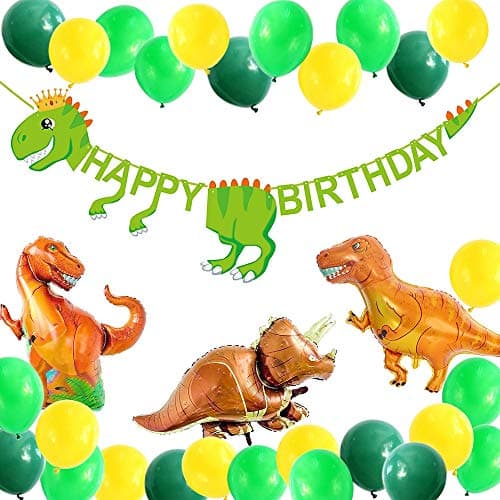 Dinosaur Party Supplies-49 Packs Decorations for Dino Birthday Party-Dinosaur Happy Birthday Banner, 33-Pack Dinosaur Balloons, Dinosaur Birthday Party Favor Supplies.
