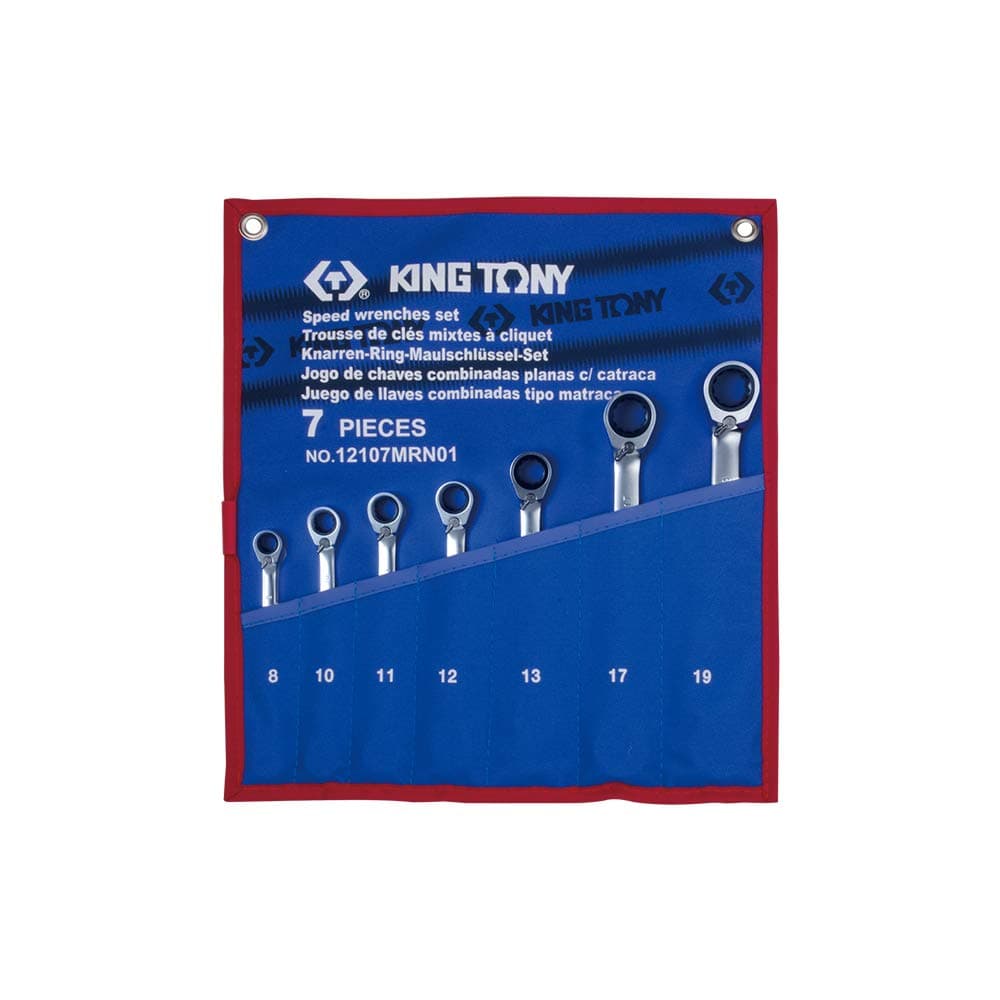 12107MRN01 Speed Wrench Set with Tetoron Pouch Bag, 8 mm - 19 mm, 7 Piece