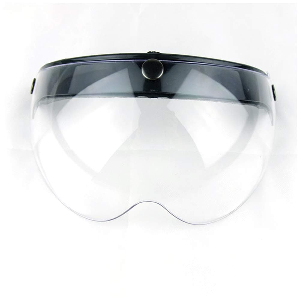 Wancar Universal Motorcycle Retro Pilot-Style Standard 3 Snap-Button Visor Flip Up Down Open Face Helmet Wind Shield(Clear)