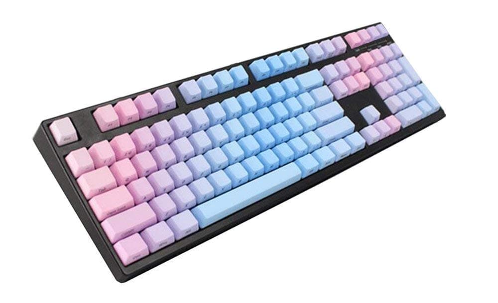 NPKC Sunset Blue Gradient Keycaps Thick PBT Laser-Etched Cherry Profile or OEM Profile for Cherry MX Switches of Mechanical Keyboard (Only Keycap) (61-Key, Sunset Blue Gradient)