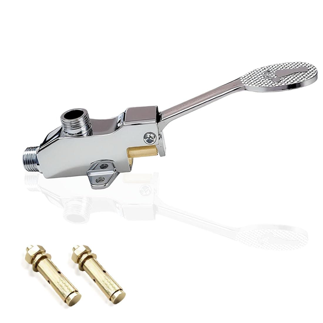 Brass Floor Mount Single Foot Pedal Water Valve for Basin, Touchless Pedal Faucet Foot Valve G1/2’’ IPS