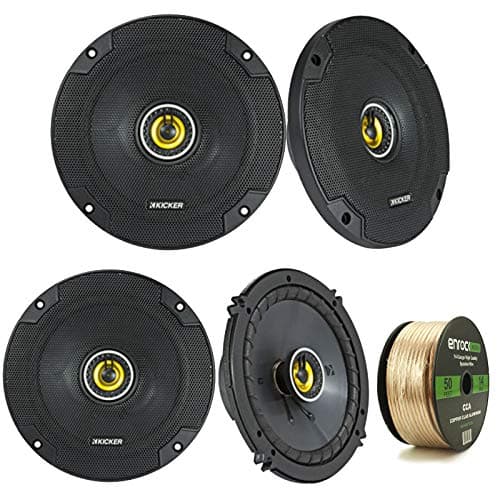 2 Pair Car Speaker Package: 2X Kicker CSC5 450-Watt 5.25" 2-Way Coaxial Speakers + 2X CSC654 600-Watt 6.5" 2-Way Speakers - Bundle Combo with Enrock 50 Foot 14 Gauge Speaker Wire