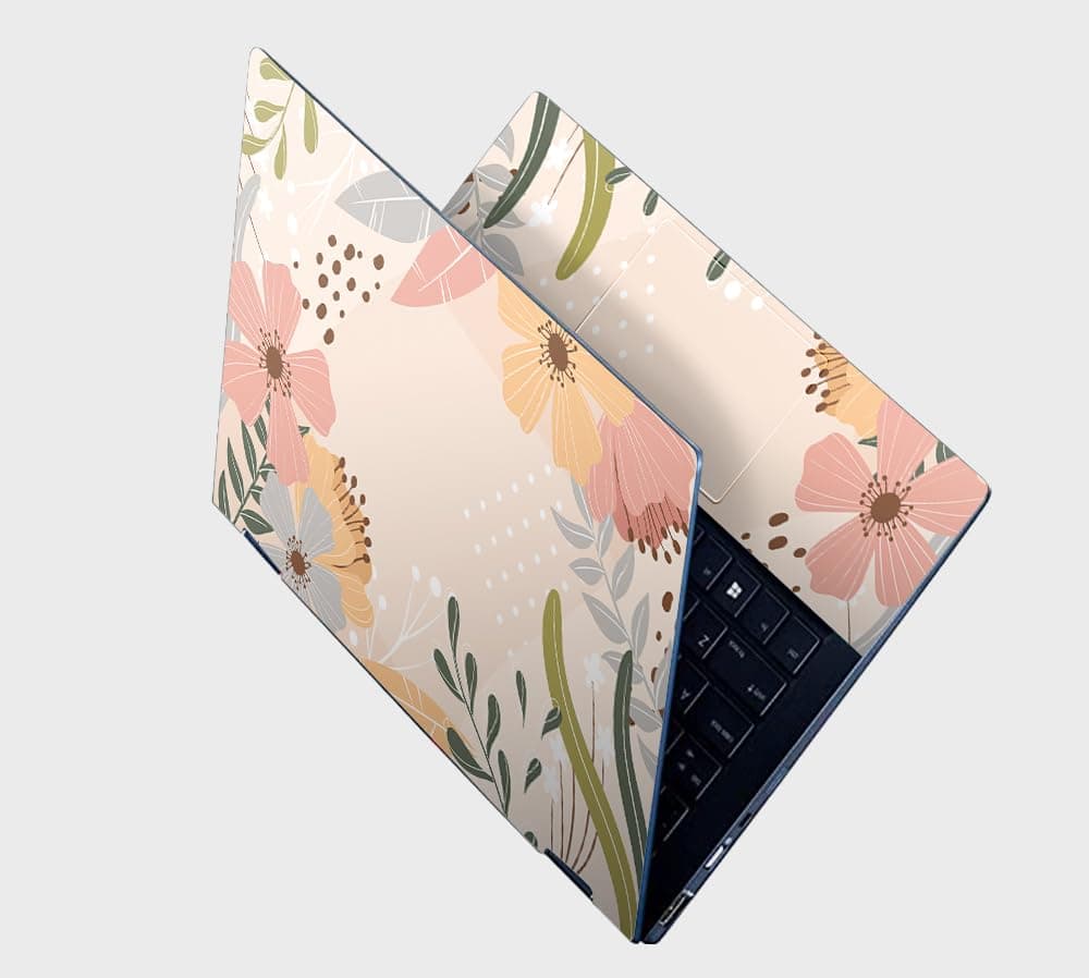 Yuckquee Flower/Floral Girls Laptop Skin/Sticker/Vinyl for 14.1, 14.4, 15.1, 15.6 inches Printed on 3M Vinyl, HD,Laminated, Scratchproof, Cartoon, Self-Adhesive
