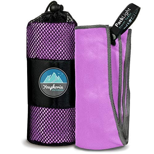 (70cm x 140cm, Purple/Gray) - Microfiber Travel Towel - Ideal Fast Drying Towels for Camping,Travel, Beach, Backpacking, Gym, Sports, and Swimming - Lightweight, Quick Dry and A...