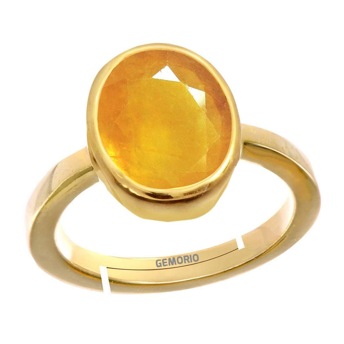 Gemorio Yellow Sapphire Pukhraj 4.8cts or 5.25ratti Stone Panchdhatu Adjustable Ring for Women