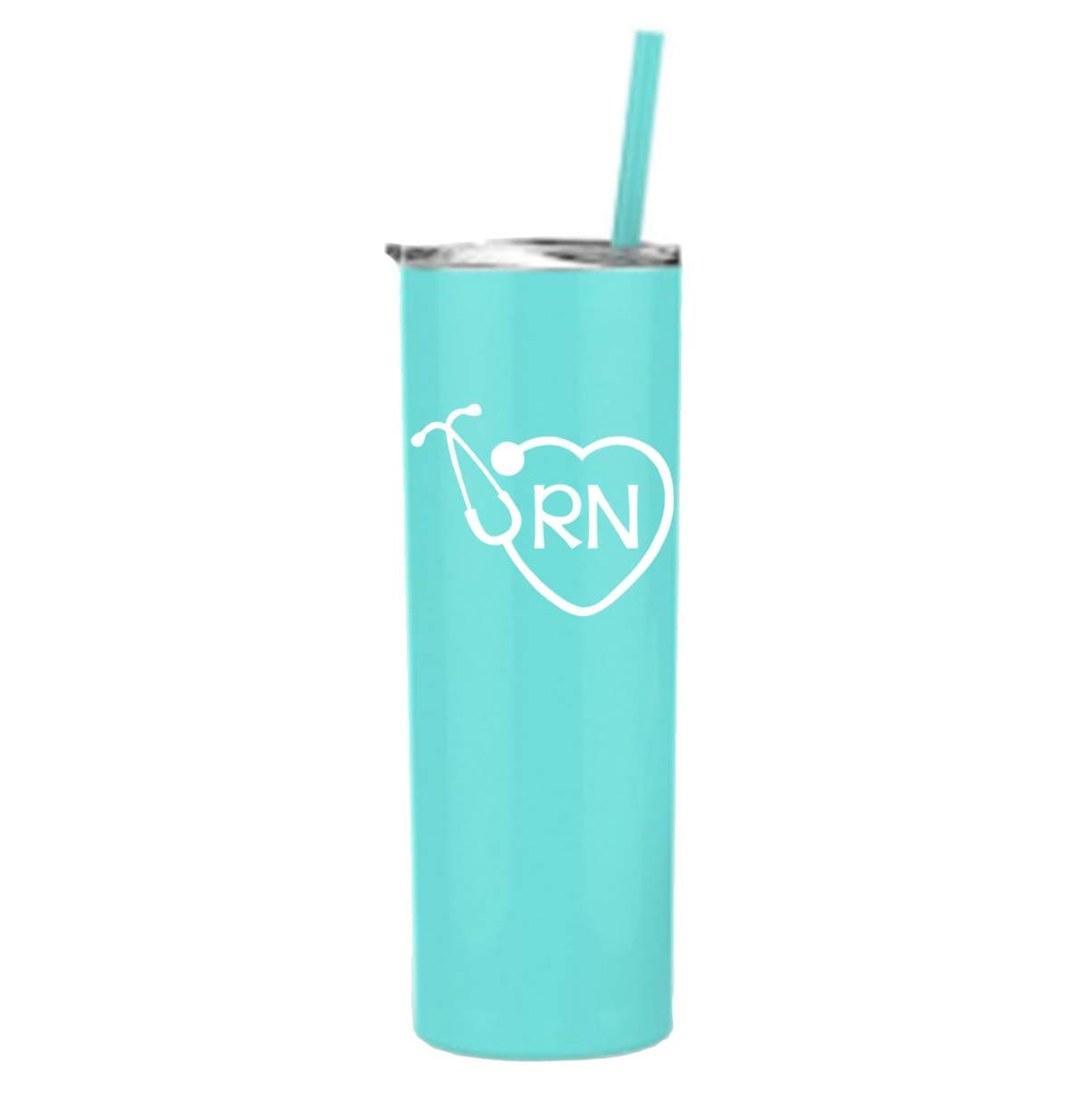 RN Tumbler Cup with Lid and Straw | Nurse Gift (Mint)