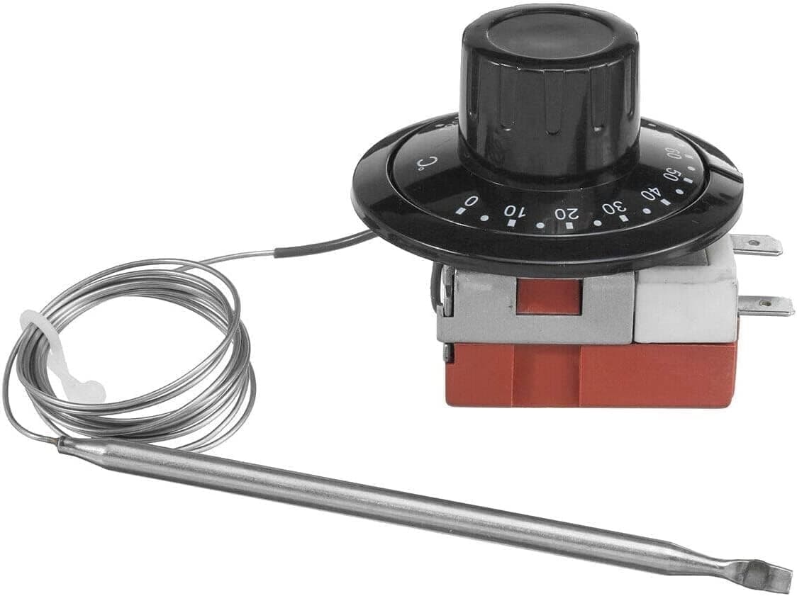 H843730 SUNWAN Capillary Car Thermostat Cooling Radiator Fan Control Switch Universal Adjustable 0-120 degreeC Heating/Cooling Mechanical Thermostat,Black, Silver