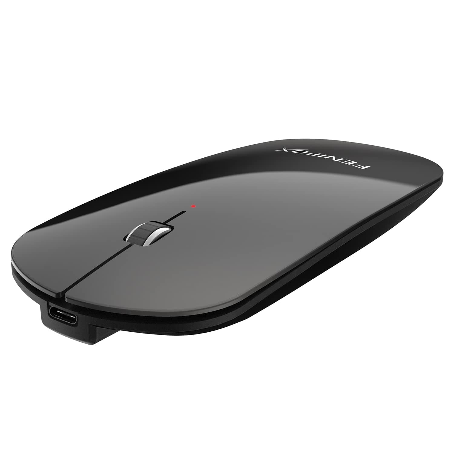 FENIFOX Wireless Bluetooth Mouse, Ultra-Thin Flat and Slim Silent USB-C Rechargeable Travel Mini Portable Mouse for Mac iPad Laptop MacBook Tablet Chromebook - Black