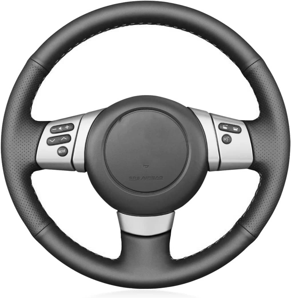 Car Custom Fit Black Genuine Leather Carbon Fiber Steering Wheel Cover for Toyota FJ Cruiser 2007 2008 2009 2010 2011 2012 2013 2014 OEM Interior Parts Accessories