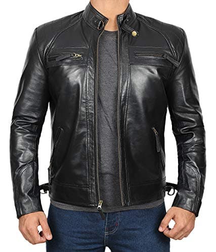 Blingsoul Mens Leather Jacket - Black PU Leather Motorcycle Jacket for Men