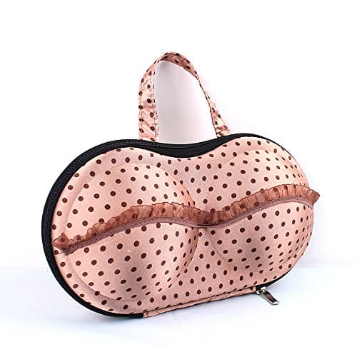 Bra Lingerie Travel Case with Inside Pocket (Brown dots)
