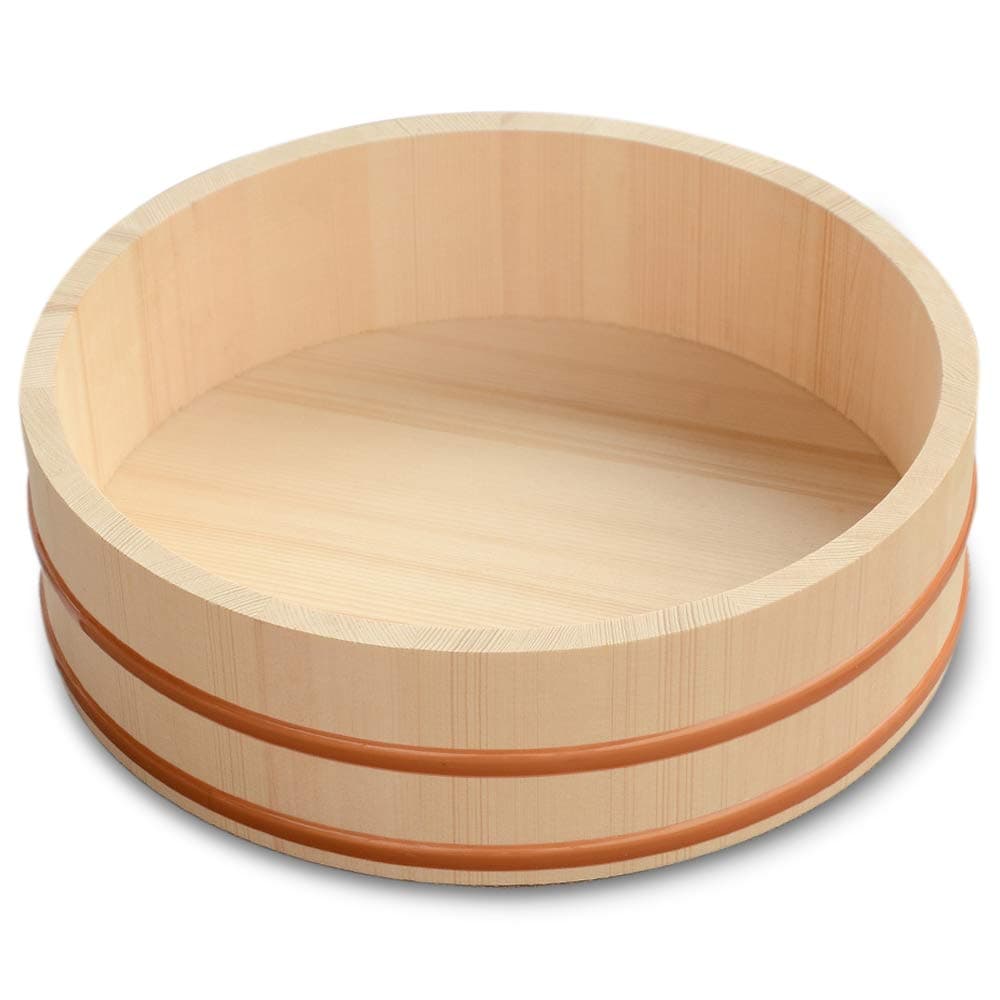 Kichgather Gaozhengde 10.6 Inch Wooden Sushi Rice Bowl Hangiri Sushi Oke Rice Mixing Tub