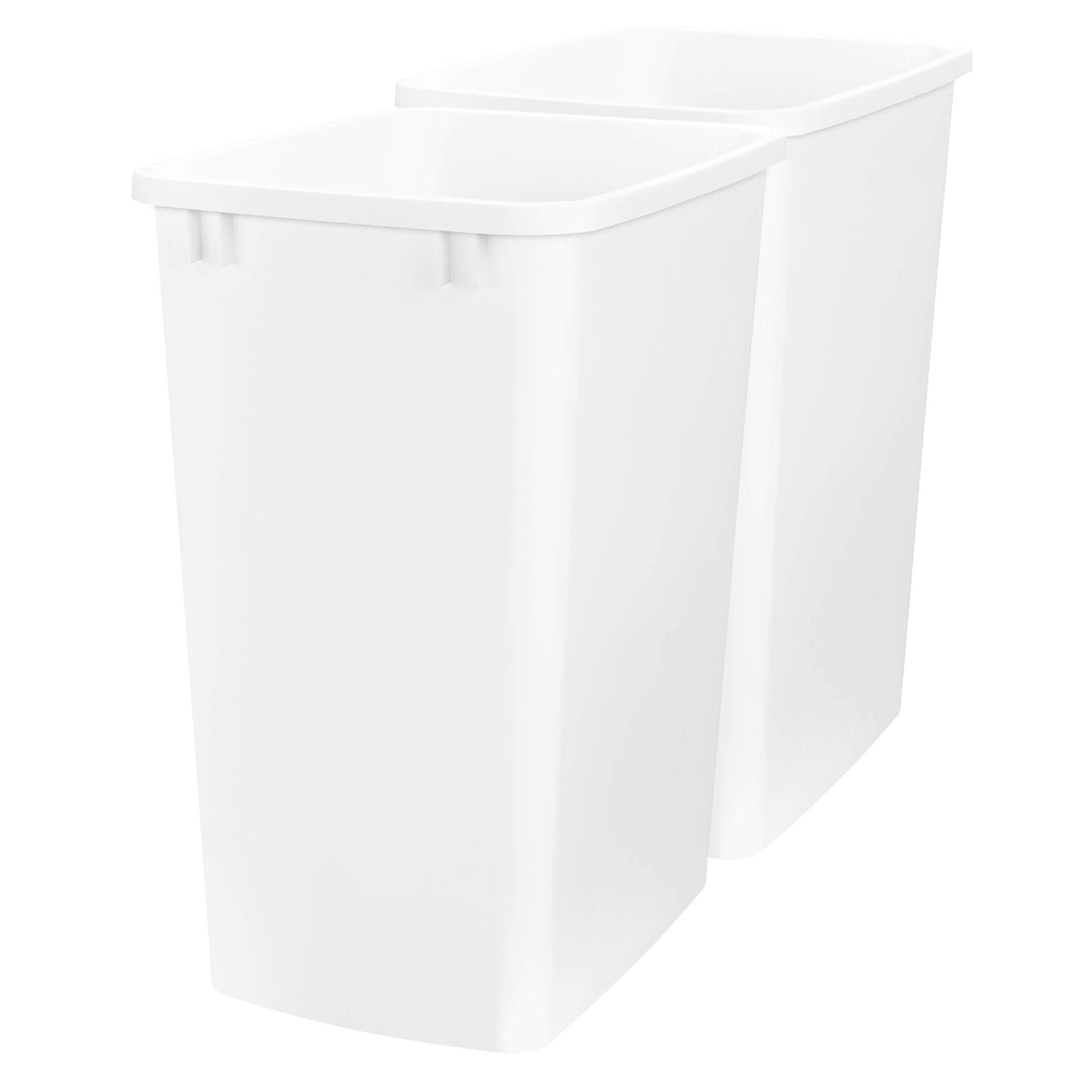 2-Pack 35 Quart Polymer Replacement Trash Bin, Recycle Waste Garbage Container for Kitchen Cabinet Pullouts, White, RV-35-11-2 - Large Plastic Bins for Home and Office