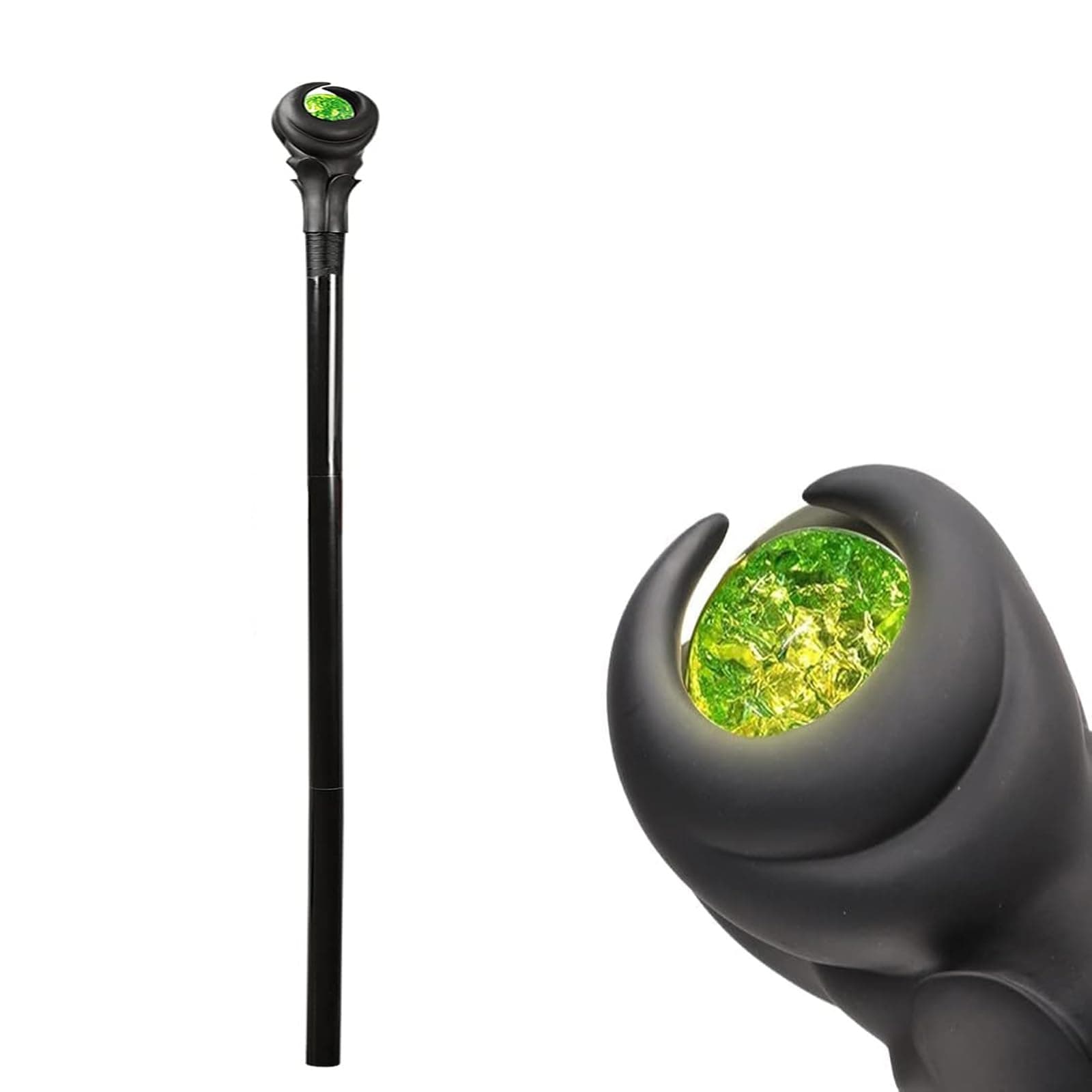 Flylife 51inch Deluxe Maleficent Staff with Green Light Orb, Wizard Scepter Magic Wand Halloween Prop (Green Light)