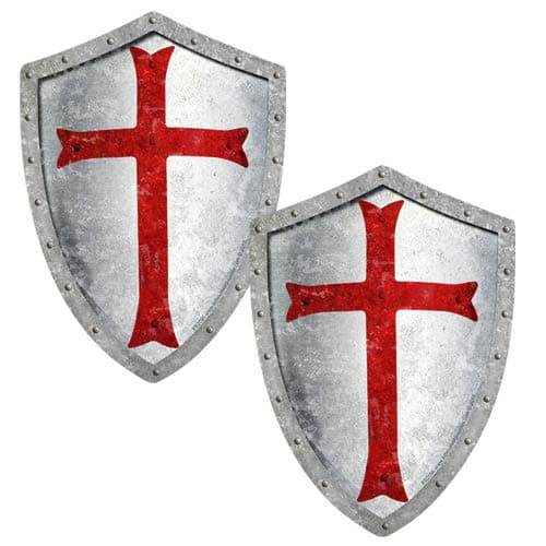 AZ House of GraphicsThe Knights Templar Grunge Shield Stickers (2 Pack-5x3.5") Die Cut Bumper Sticker for Christian Faith, Car Decals, Truck Stickers & Car Window Stickers - Cross Stickers Christian Stickers Vinyl Decal