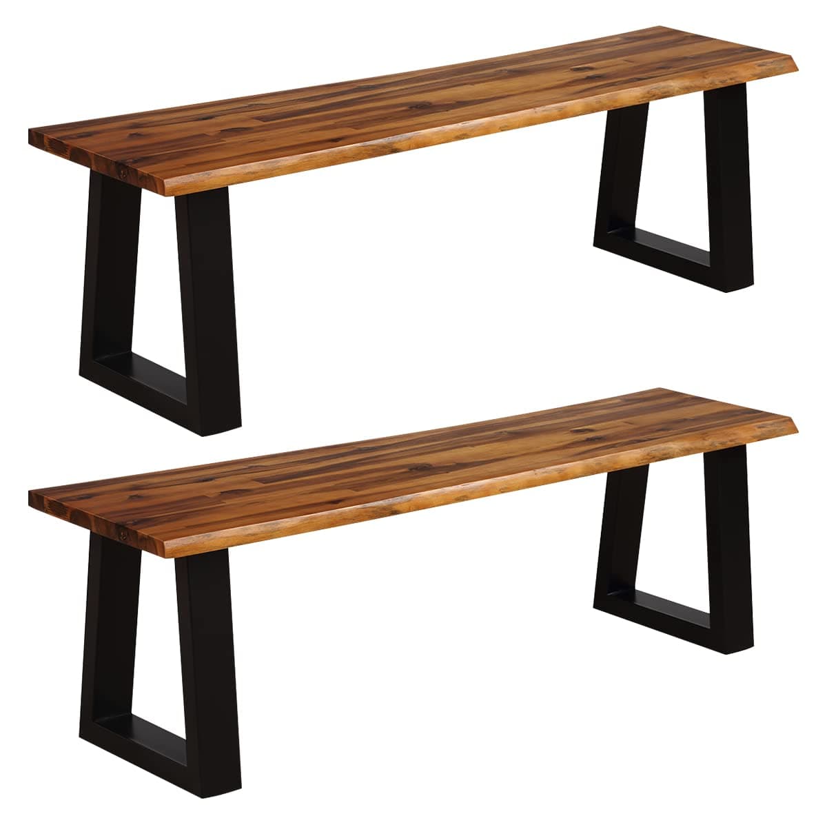 Set of 2 Wooden Dining Bench Seating Chair Rustic Indoor &Outdoor Furniture