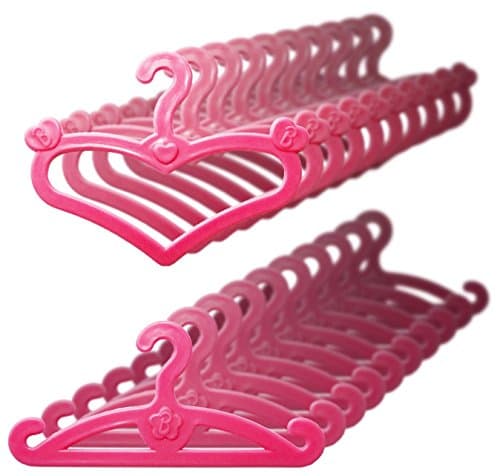 Tzou Doll Hangers, Set of 20 Pink Plastic Hangers, Fits 11.5 Inch Barbie Dolls Clothes