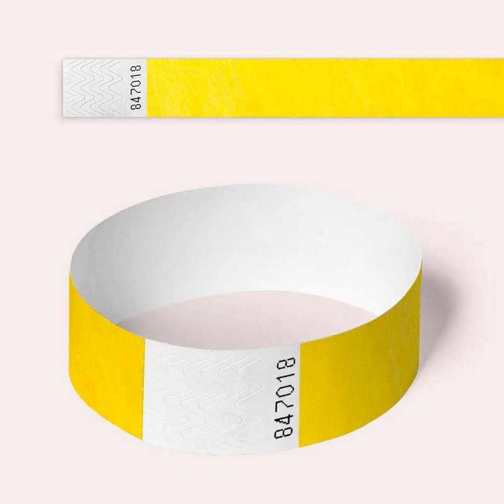 Tyvek Wristbands, 100 Pack by AA Wristbands for Parties, Security, Festivals, Events. Paper Like Wrist Bands (Yellow)