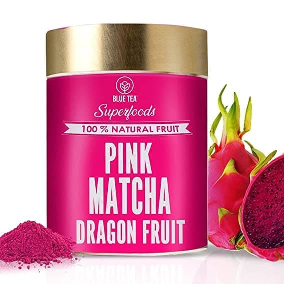 BLUE TEA - Pink Dragon Fruit Matcha Powder (Pink Pitaya) - 50 Grams || NATURAL ANTIOXIDANT|| Vegan - Healthy Superfood - Caffeine Free - Non GMO | Eco Conscious Tin Packaging
