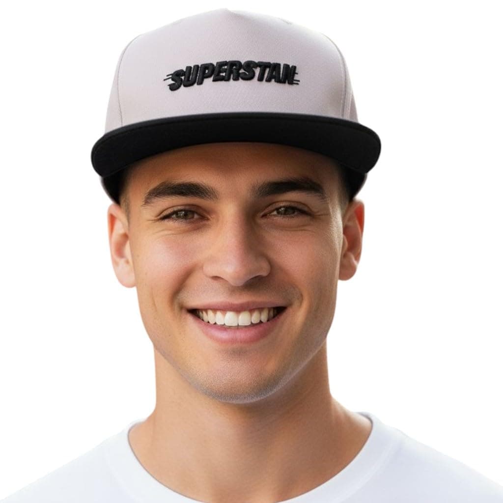 Light Grey Cotton and Black Suede Signature Snapback Hiphop Cap for Men and Women with 3D Embroidery