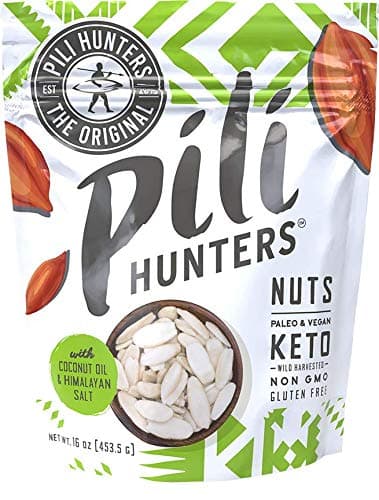 Pili Hunters - Wild Sprouted Pili Nuts, Coconut Oil and Himalayan Salt (1lb Bag) Keto/Paleo/Vegan Snacks, Low Carb Energy, Gluten Free, No Sugar Added, Superfood, the Original AS SEEN ON SHARK TANK