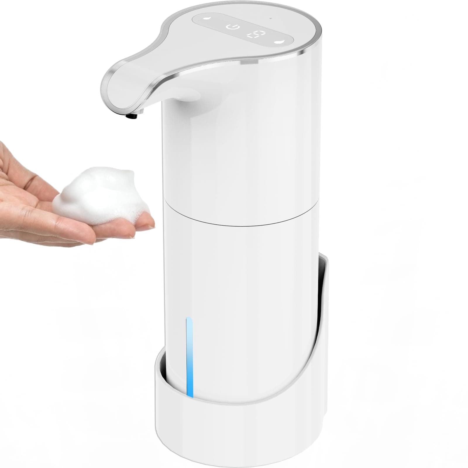 YIKHOM Automatic Foaming Soap Dispenser, Digital Display Wall Mounted 7 Adjustable Volume Control, Touchless Hands Free Auto Soap Dispenser for Kitchen, Bathroom,15.3 oz/450mL