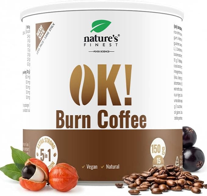 Nature's Finest by Nutrisslim OK! FatBurn Coffee | Coffee Drink with 5in1 Action for Energy and weightloss | with L-carnitine, Elderberry and Guarana, 150.0 grams, 150.0 gram, Pack of 1