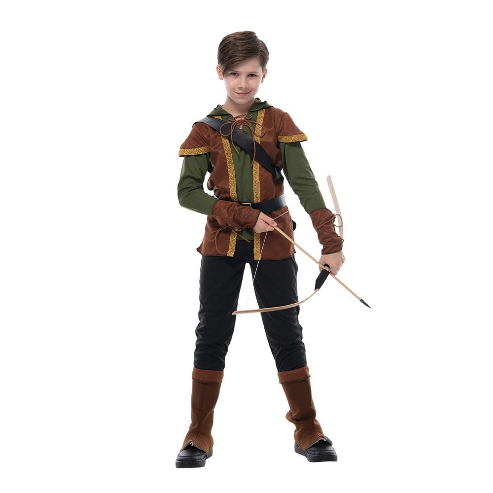 Boys Robin Hood Archer Costume Kids Forest Hunter Halloween Outfits