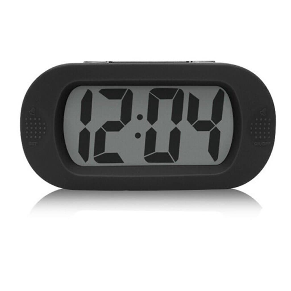 LCD Digital Large Screen Alarm Clock Multi-function with Silicone Protective Cover, Great for Elderly People, Table or Wall Clock , Desk Bedside, Offices Conference Rooms, and School Classrooms (Black)