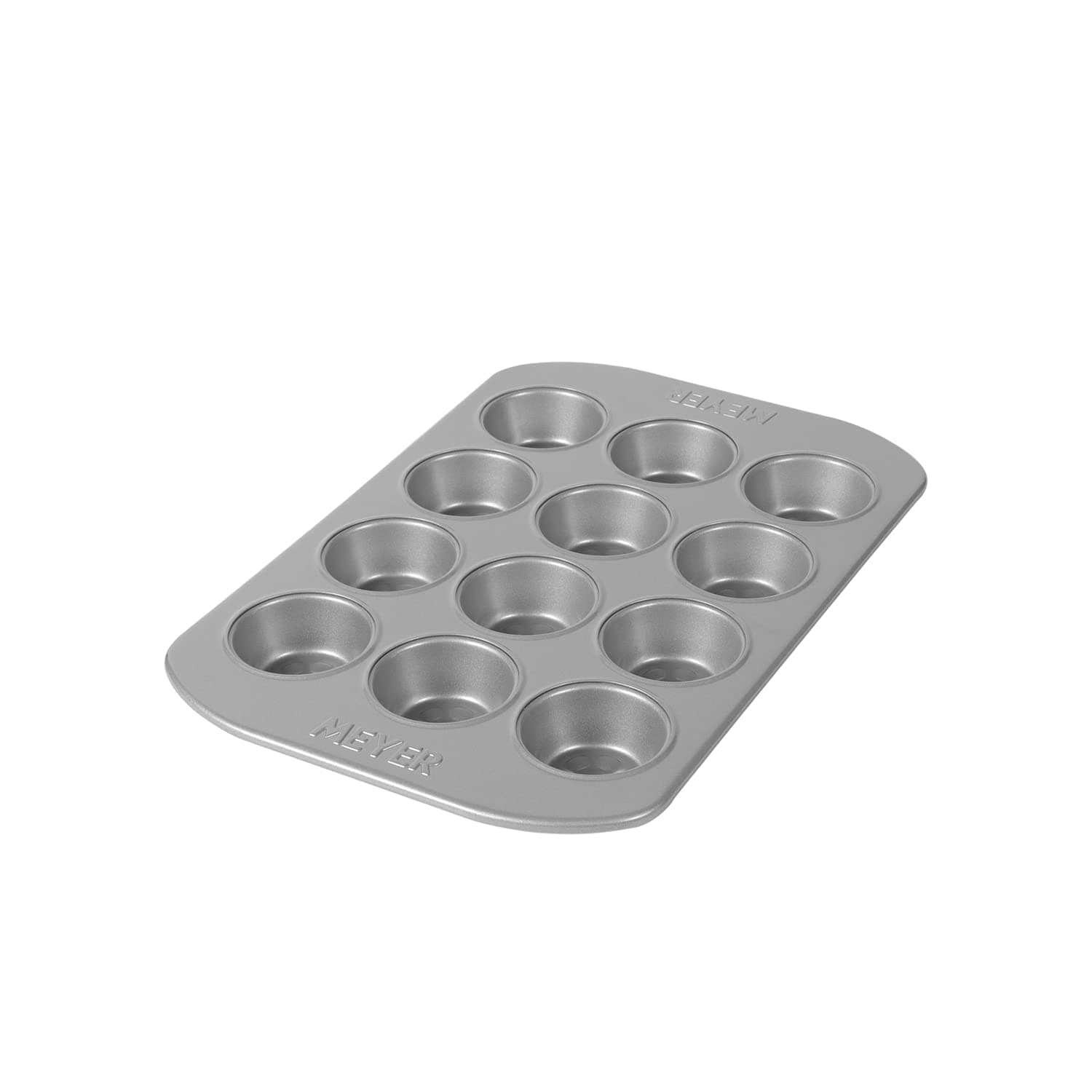 - Meyer Bakemaster Carbon Steel Non Stick 12 Cup Muffin Pan | Cup Cake Mold | Cupcake Tray | Moulds for Baking | Nonstick Pan | Round Tray | Nonstick Bakeware, Grey