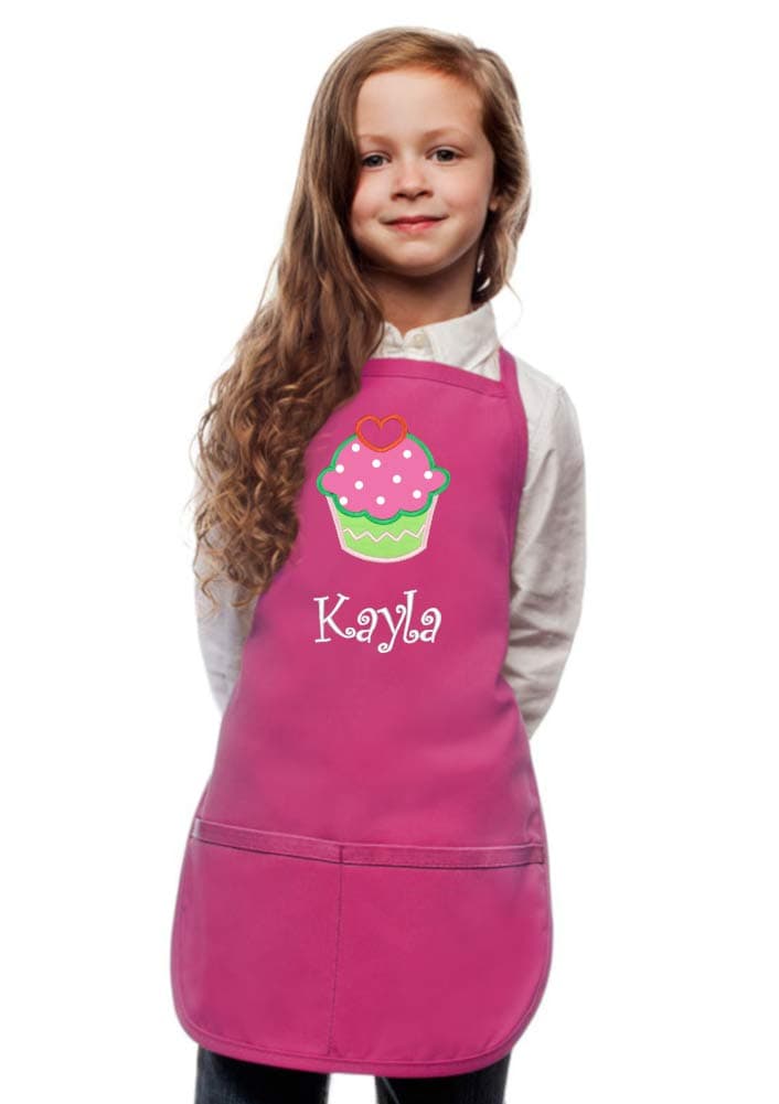 Personalized Kids Apron Custom Embroidered Cupcake Applique Monogrammed Art Chef Party Gift