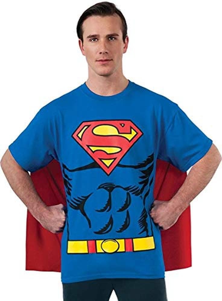 Rubie's DC Comics Superman Costume T-Shirt With Cape, Blue, L