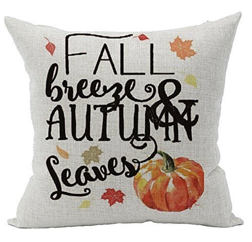 Pumpkin Maple Leaves Personalized Happy Fall Autumn Halloween Gifts New Home Room Sofa Car Decorative Cotton Throw Pillow Case Cushion Cover Square 18 X 18 Inches