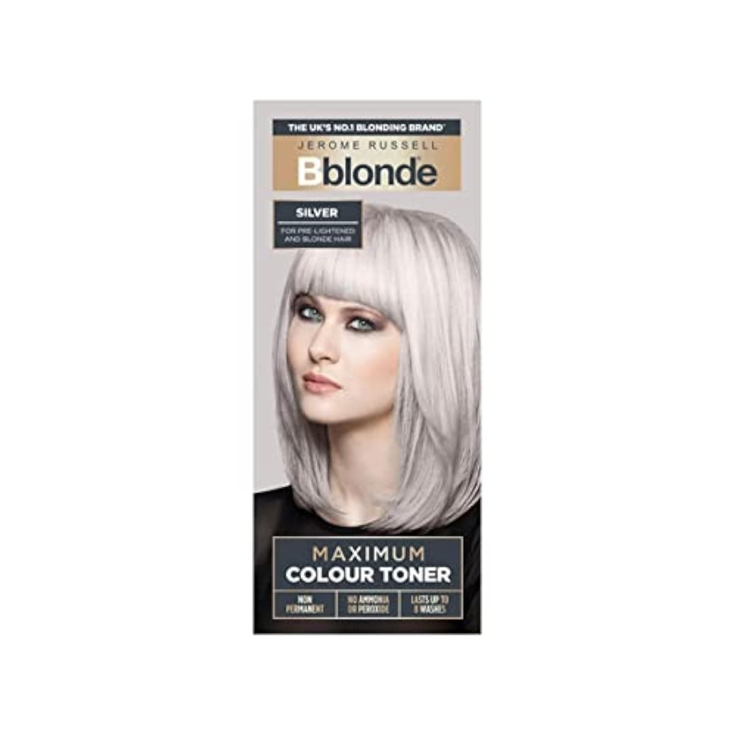 Bblonde Maximum Colour Silver Toner - Non Permanent Hair Toner for Pre Lightened & Naturally Blonde Hair, Silver Hair Dye with No Ammonia or Peroxide, Lasts up to 8 Washes, 75ml