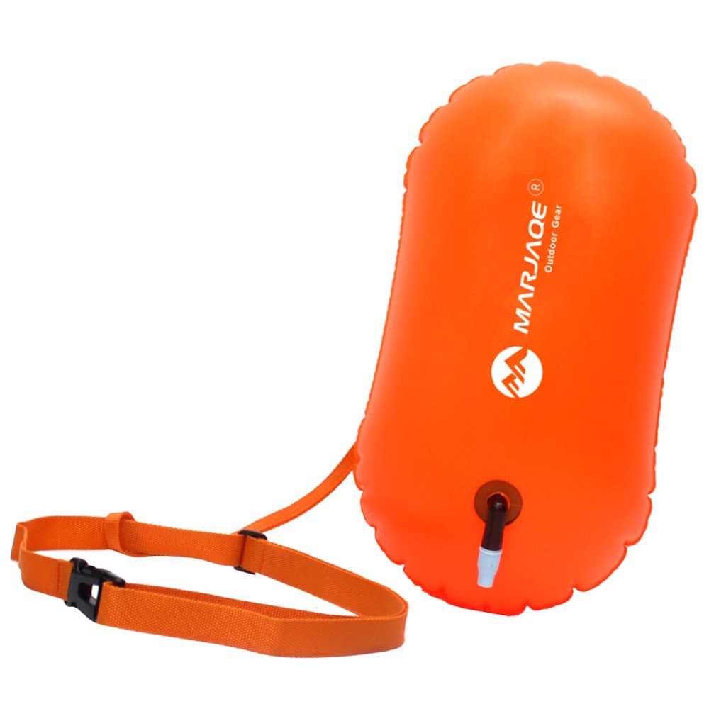 Highly Visible Orange Swim Bubble Buoy Swimming Tow Float for Open Water Swimmers, Kayakers and Triathletes