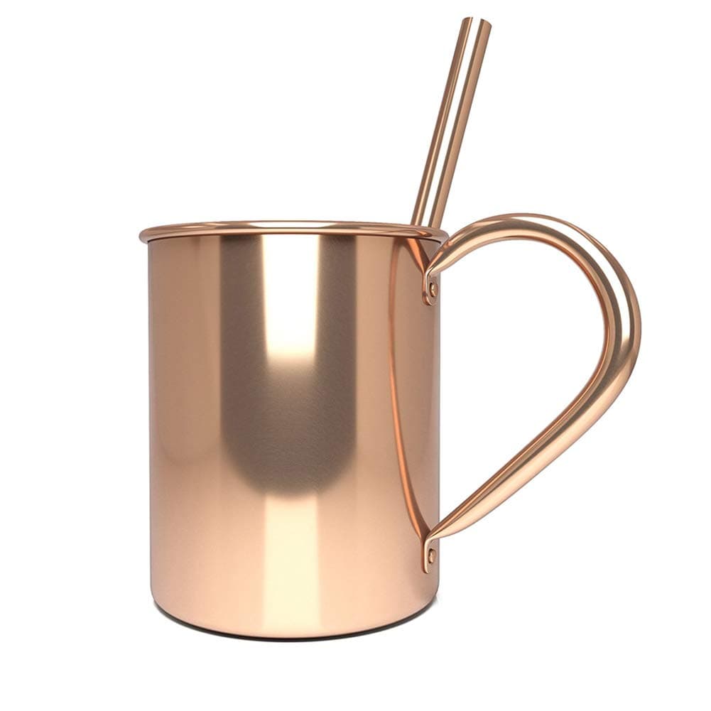 Pure Copper Moscow Mule Mug 16OZ Solid Smooth Without Inside Liner for Cocktail Coffee Beer Milk Water