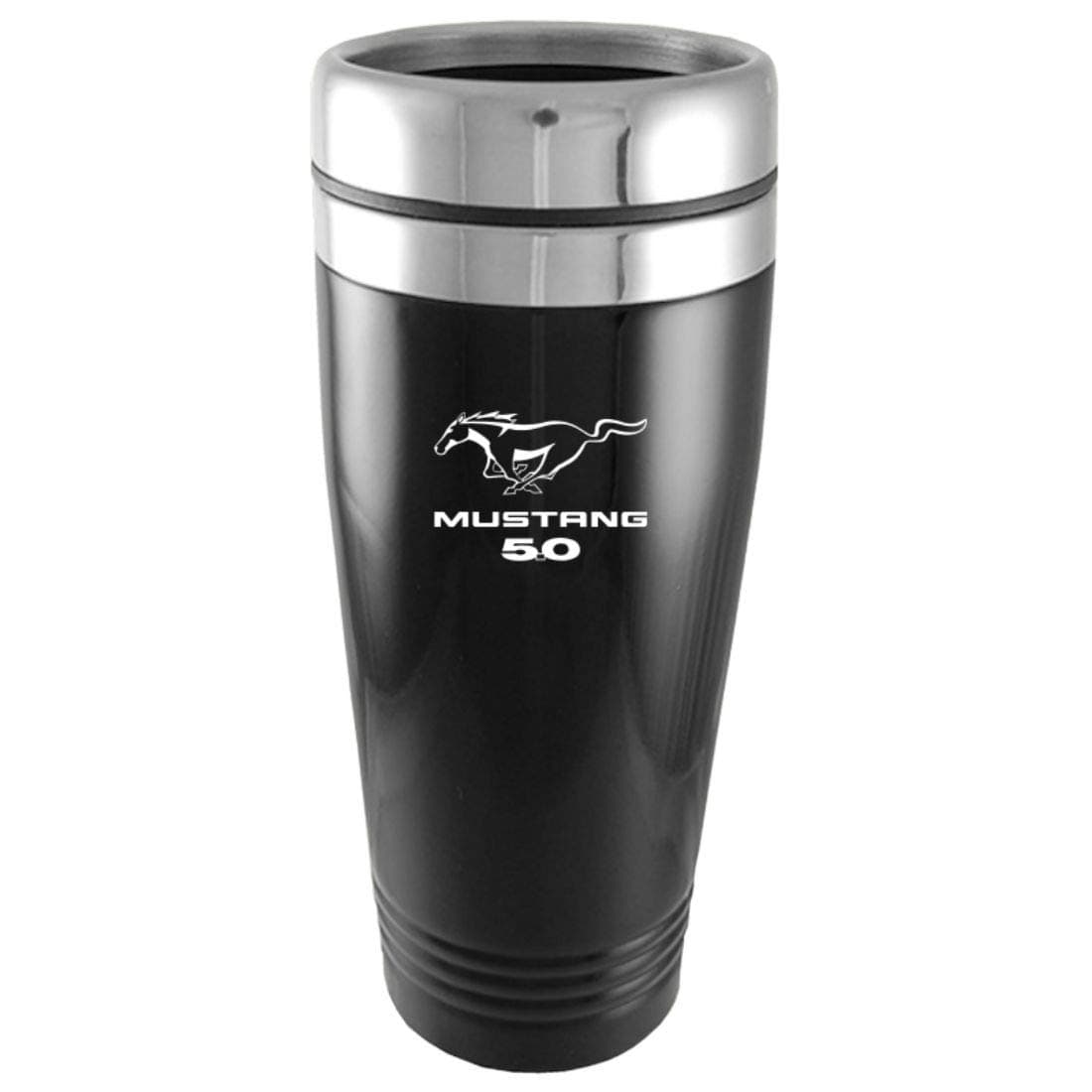 Au-TOMOTIVE GOLD Inc. Stainless Steel Vacuum Travel Mug for Ford Mustang 5.0 Black - TM150.MUS50.BLK.FBA