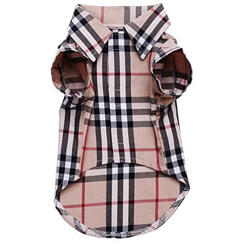 CHOLEGIFT Small Dog Puppy Shirt Clothing Cat Cotton Lapel Costume Polo Apparel - Western Plaid Dog Clothes for Pet