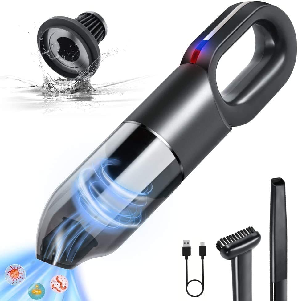 Handheld Vacuum Cordless Car Vacuum, Rechargeable Hand Held Vacuum Cleaner with 7000Pa Strong Suction & Quick Charge, Mini Portable Vacuum-Cordless for Car, Pet Hair, Home and Office, Black