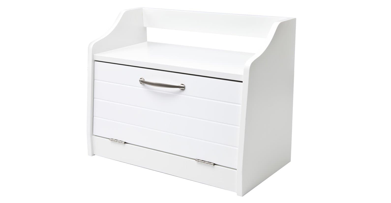 Elegant Brands Bread Bin, White Wooden, Freestanding Work Top Storage. Shelf above, Traditional design from the Minack Range