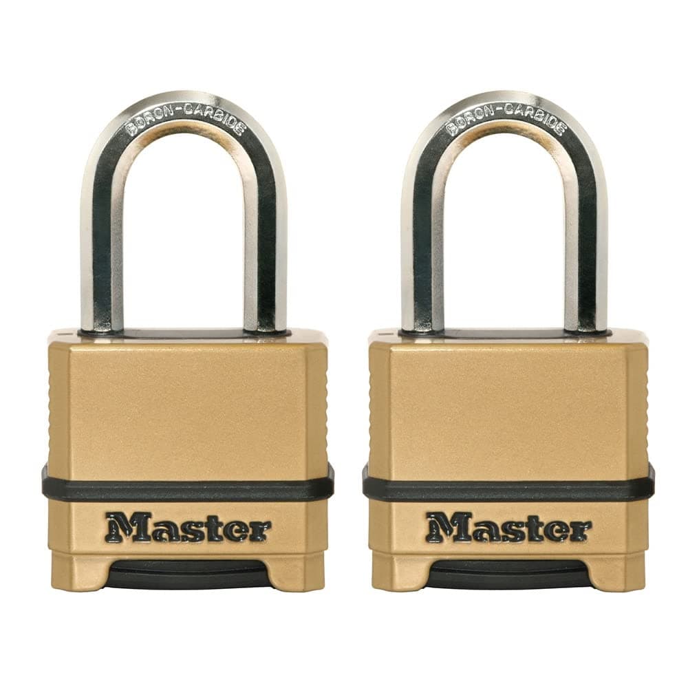 Gold Outdoor Combination Lock, Heavy Duty Weather Resistant Padlock, Resettable Combination Lock for Outdoor Use 1.2 x 2 x 3.87 inches, 2 Pack, M175LFEC2