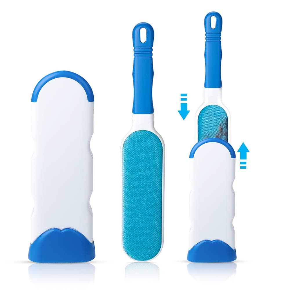 MUDEELA Pet Hair Remover Lint Brush - Dog Fur Remover with Self-Cleaning Base - Efficient Cat Fur Removal Tool with Double Sides for Pet Hair, Clothes and Furniture