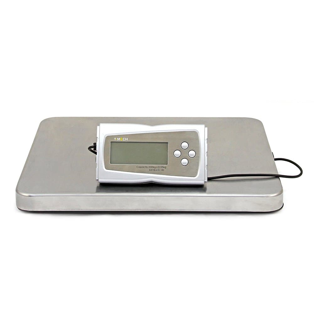 T-Mech200kg Digital Postal Weighing Scales Letter & Parcel, Stainless Steel, 41cm x 36cm Weighs up to 200kg/ 440lb
