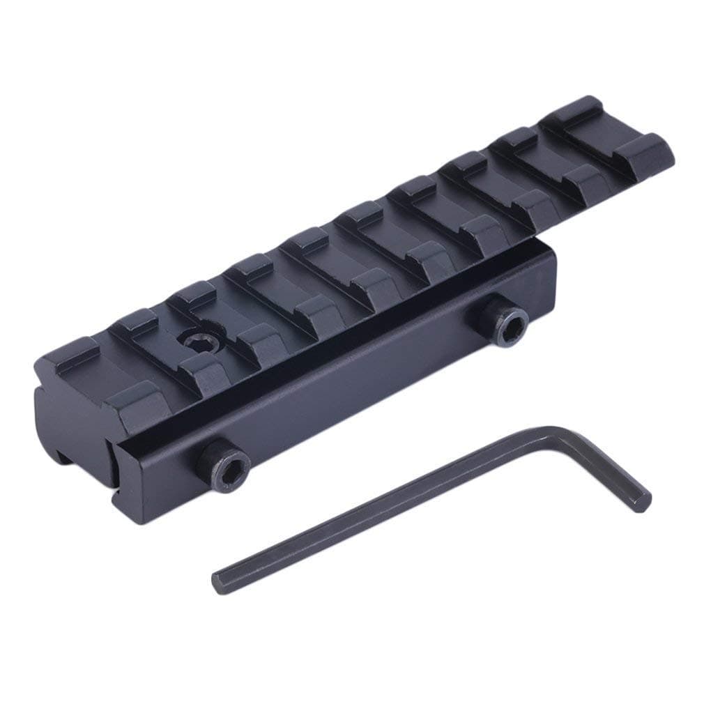 Low Profile 100mm Extension Riser Rail Mount Picatinny/Dovetail 9 Slots Mount Rail Top 20mm-21mm Width Mount Base,Bottom 11mm Rail Adaptor Sight Rail