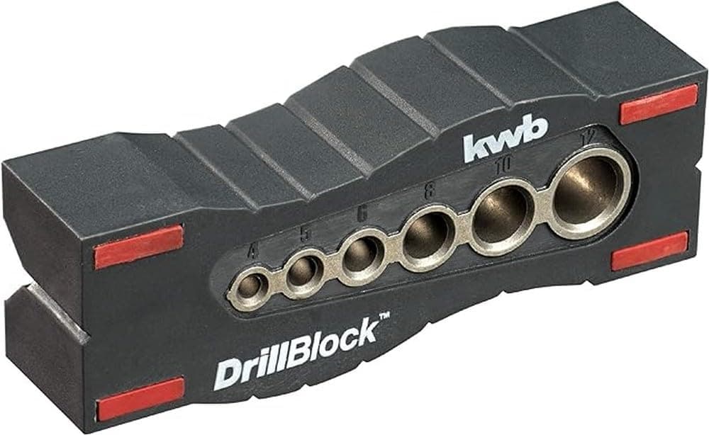 DRILL GUIDE/DRILL JIG Ø 44899 MM DRILLBLOCK FOR PRECISE AND STRAIGHT DRILLING ON SURFACES, ROUND MATERIALS, AND EDGES INCLUDING GRIP POINTS