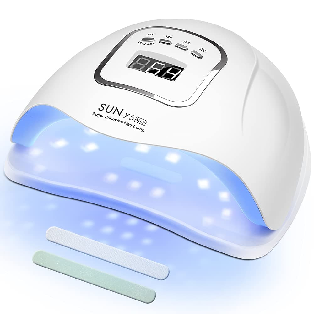 CCHOME 150W UV LED Nail Lamp, Gel Nail Light with 4 Timers, Auto Sensor, White, 5 Piece Set