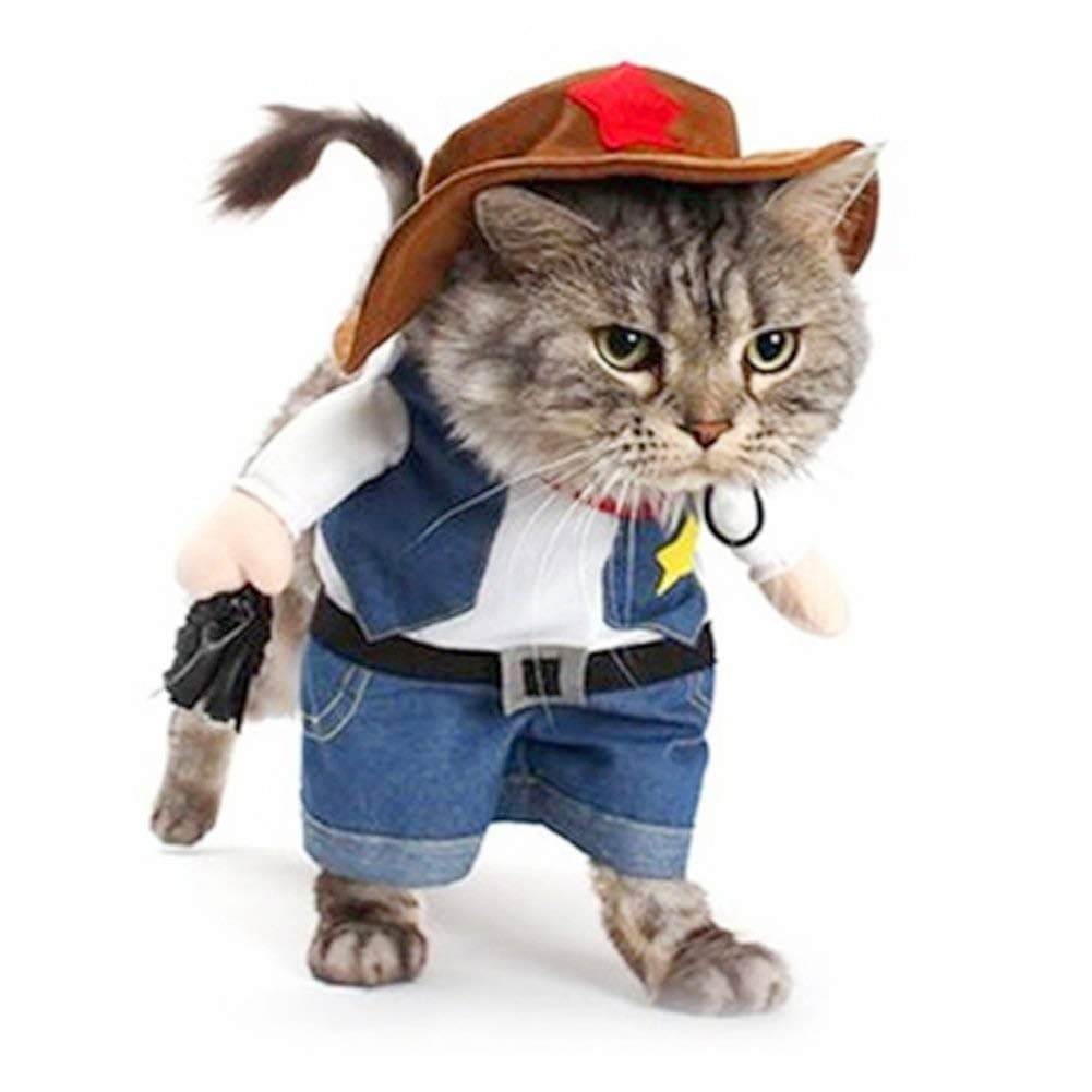 Halloween Cat Cowboy Costume Hat Funny Costume for Cats & Small Dogs