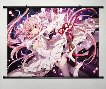 Home Decor Anime Puella Magi Madoka Magica Cosplay Wall Scroll Poster Fabric Painting Kaname Madoka 23.6 x 17.7 Inches-086