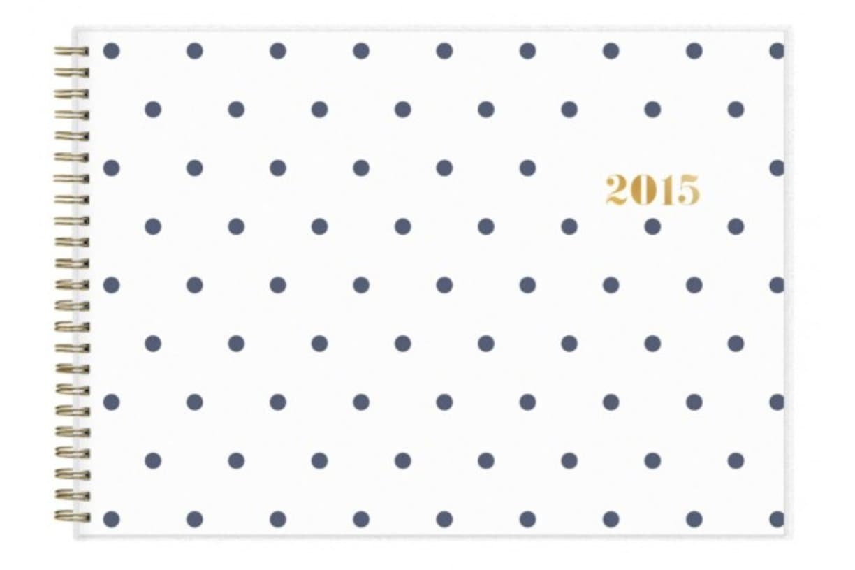 Sugar Paper Polka Dot Weekly/monthly Planner Blue, Horizontal, Gold Details 2015