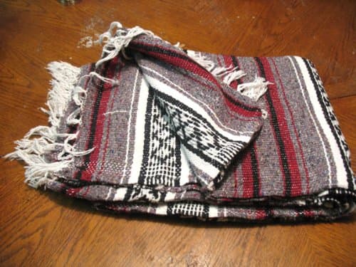 Authentic Mexcian Yoga Blanket Gray/black/white/burgandy